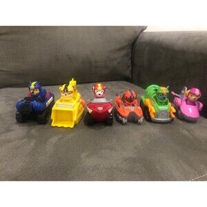 Lot Of 6 Paw Patrol Rescue Racers Chase Skye Zuma Rubble Marshall Rocky